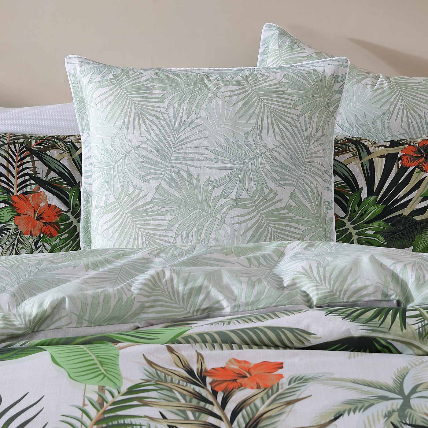 Lanai Palm European Pillowcase by Logan & Mason - Luxury Bohemian Home Decor for Bedroom, Living Room & Outdoor Patio
