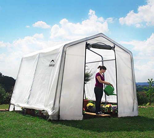 ShelterLogic 10' x 10' GrowIT Greenhouse-in-a-Box - Easy Flow Peak Roof, Waterproof Translucent Cover, Durable Outdoor Grow House for Gardening, Plant Protection & Year-Round Growing - Perfect for Backyards, Patios & Small Farms