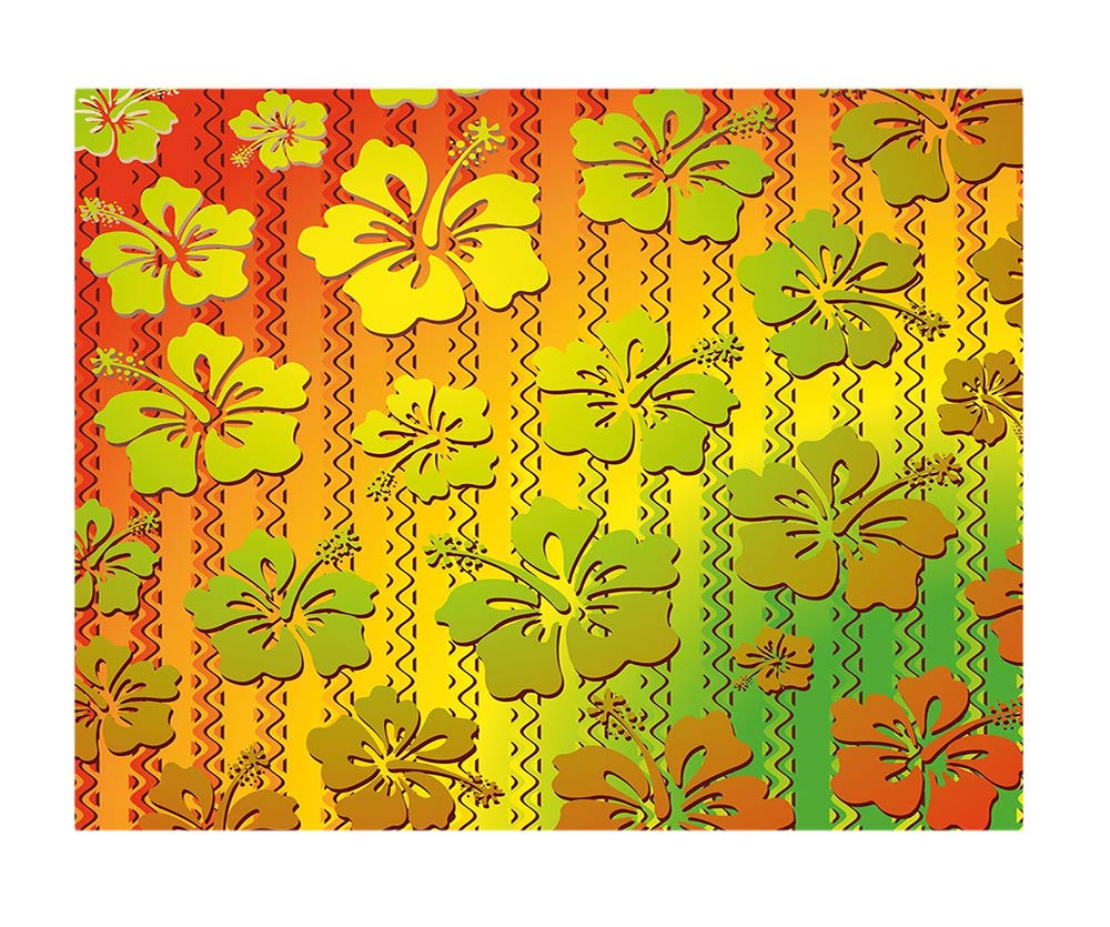 55x30 Inches Peel and Stick Wallpaper - Tropical Hibiscus Flower with Zig Zag Lines, Removable Self-Adhesive Wall Mural for Home & Office Decor | Perfect for Accent Walls, Bedrooms, Living Rooms & Workspaces
