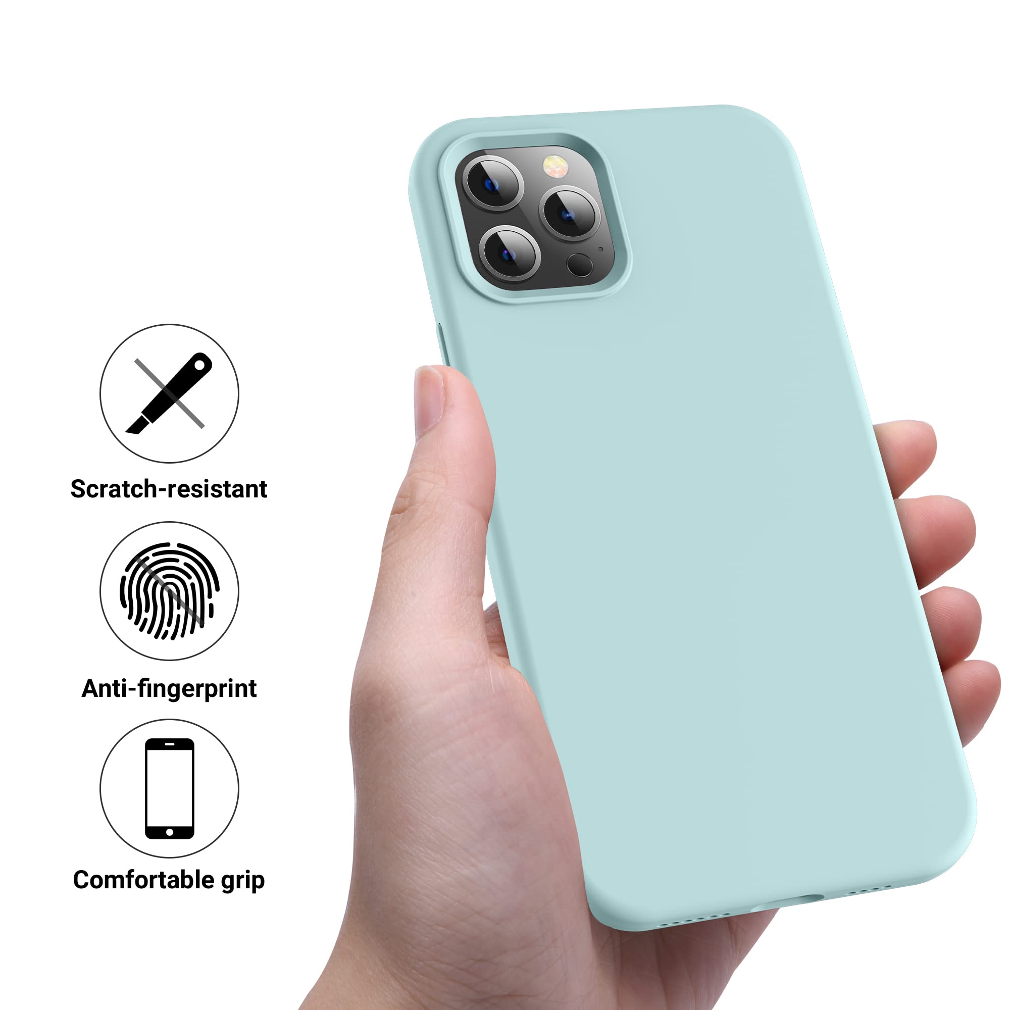 OTOFLY Premium Soft Liquid Silicone Case for iPhone 12 Pro Max (6.7 inch 2020) - Full Body Protection, Silky Smooth Touch, Shockproof Bumper Cover (Mint Cream) - Perfect for Daily Use, Work & Travel