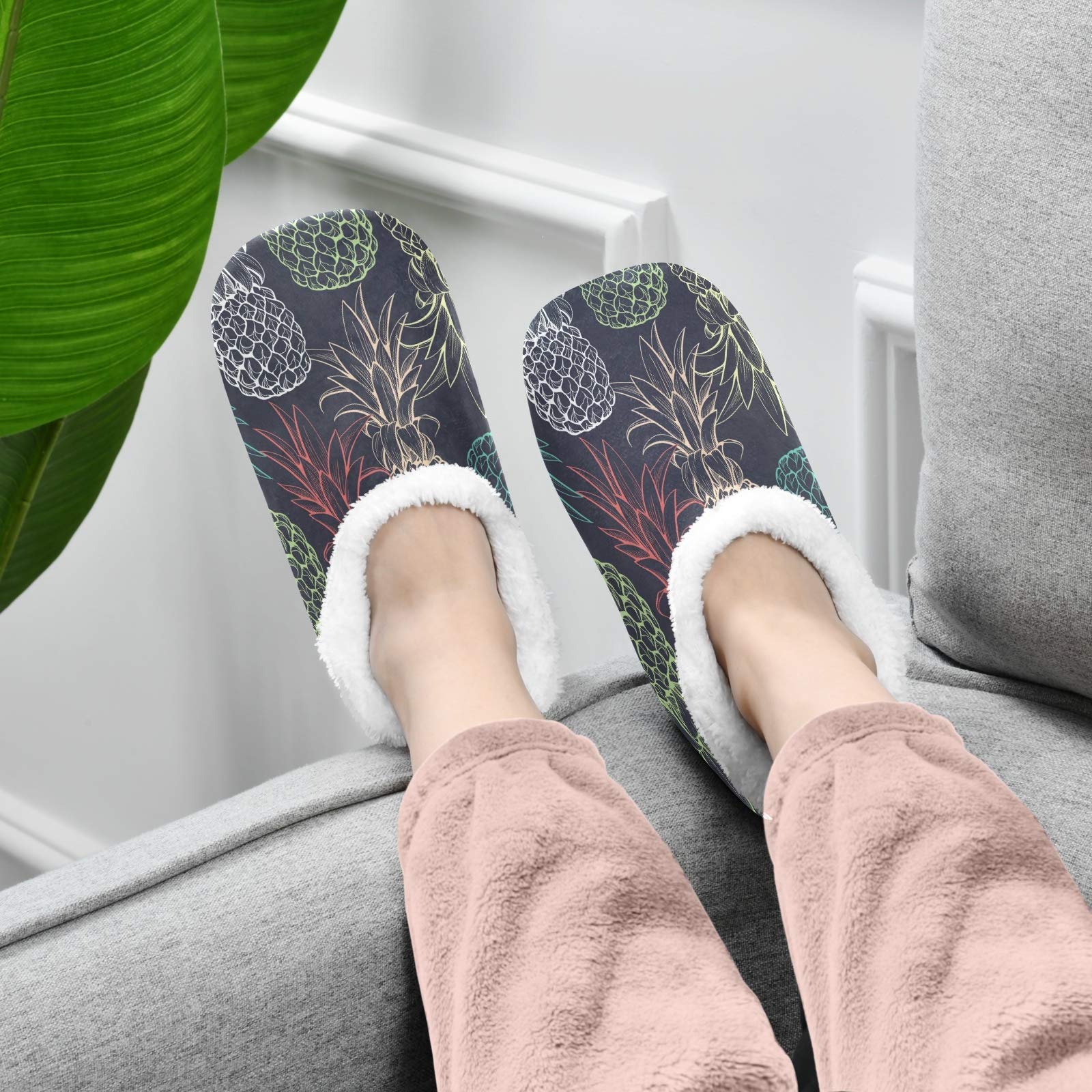 Comfy Pineapple Fruit House Slippers for Women & Men - Soft Warm Indoor Bedroom Shoes for Relaxing at Home | Perfect Gift for Summer Beach Vacation