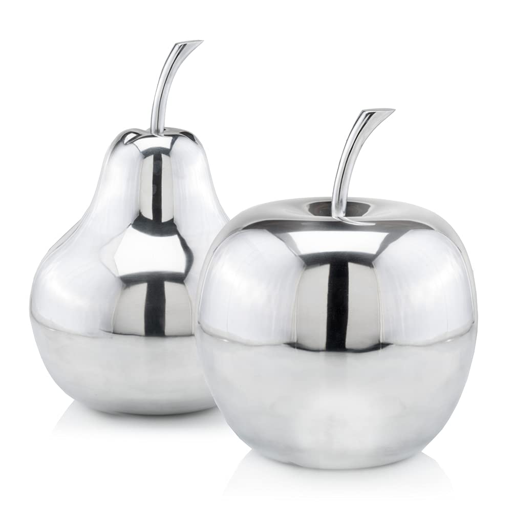 HomeRoots 383763 Silver Polished Mini Apple Shaped Aluminum Accent - Elegant Home Decor for Living Room, Kitchen & Office Desk | Unique Gift Idea for Housewarming & Holidays