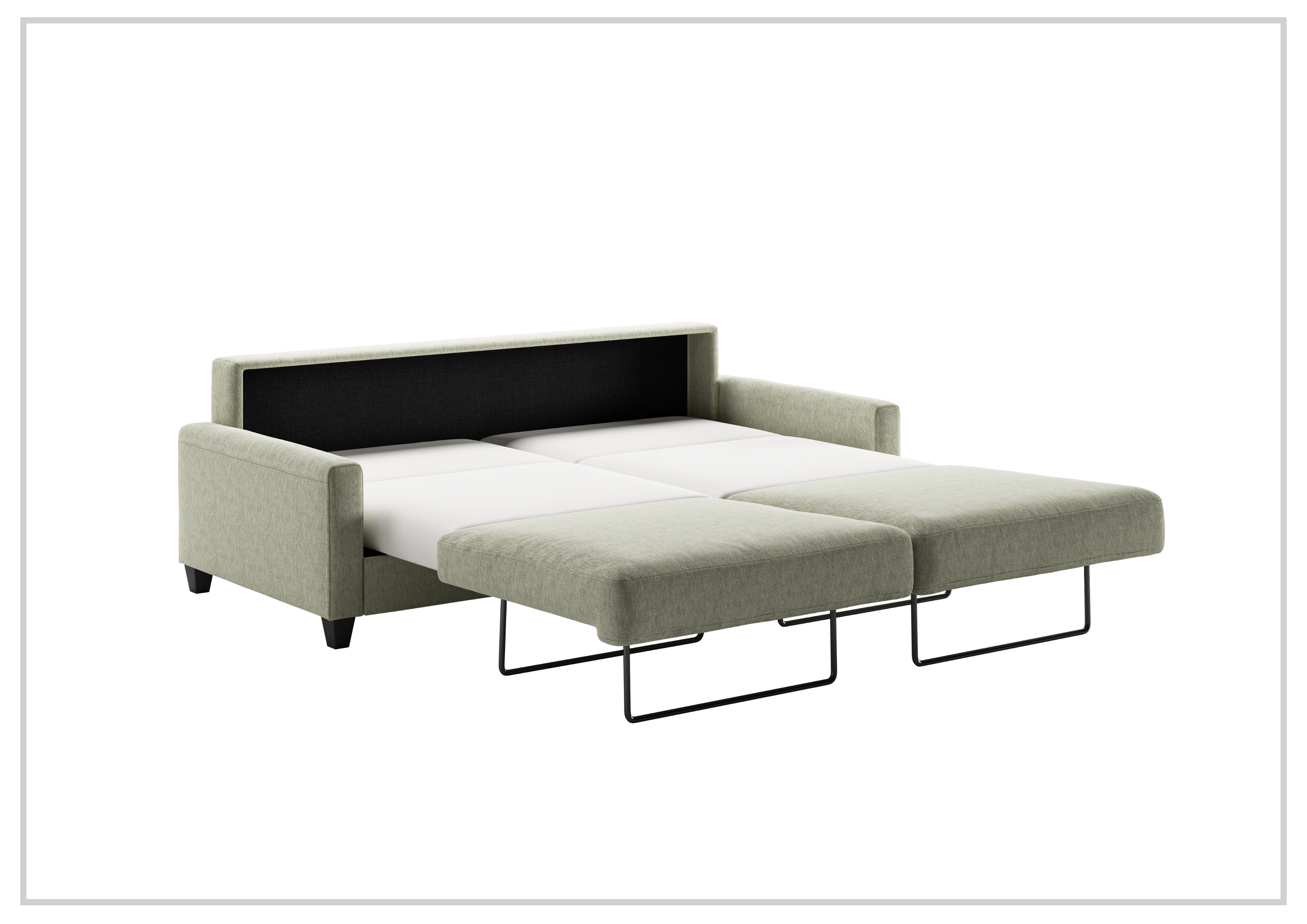 Luonto Nico Fabric Sleeper Sofa - Convertible Bed with Walnut or Chrome Legs - Full, Queen & King Size Options - Perfect for Small Spaces, Guest Rooms & Apartments