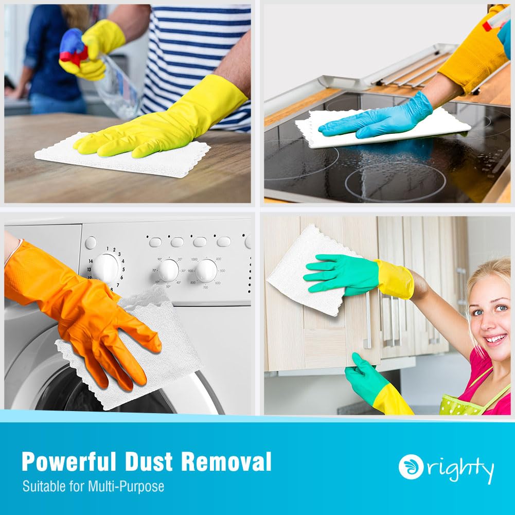 Orighty 100-Pack Reusable Microfiber Cleaning Cloths - 11.5''x11.5'' Lint-Free Shop Towels for Cars, Automotive, Mechanic & Kitchen Use | Bulk Multi-Purpose Cleaning Rags for Home, Garage & Workshop (White)