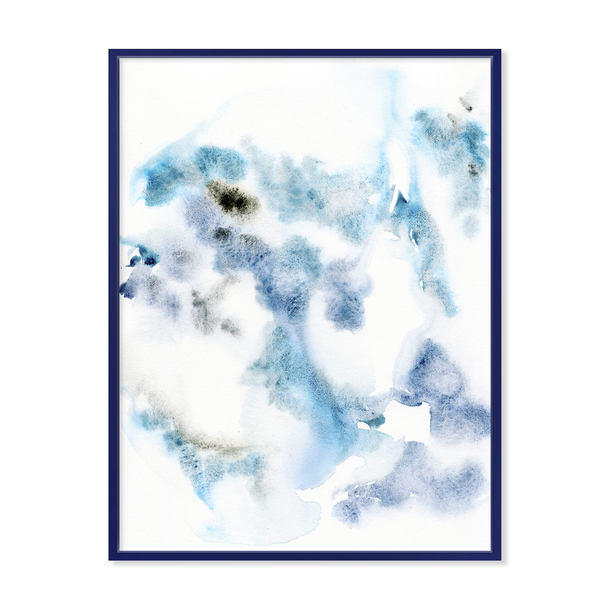 Abstract Dark Blue Clouds IV - Modern Framed Canvas Wall Art Print for Living Room, Bedroom & Office Decor