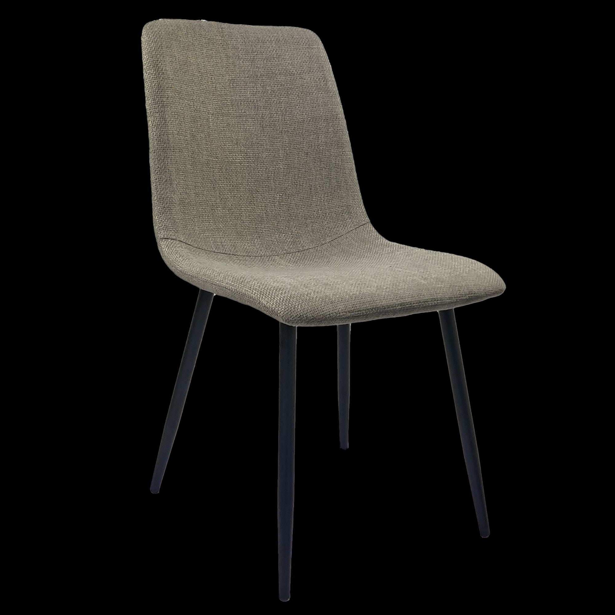Modern Upholstered Dining Chairs Set of 4 - Grey Linen Cushion with Sturdy Black Metal Legs for Kitchen, Dining Room & Breakfast Nook - Comfortable & Stylish Seating for Family Meals, Entertaining & Small Spaces