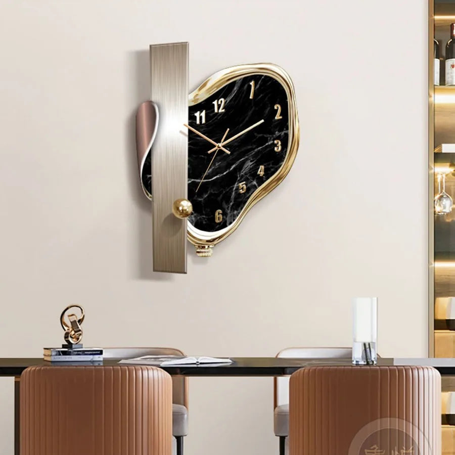 Modern Dome Swingable Wall Clock - Silent Non-Ticking Battery Operated, Decorative Round Clock for Living Room, Bedroom, Office - Perfect Home & Office Décor Gift Idea