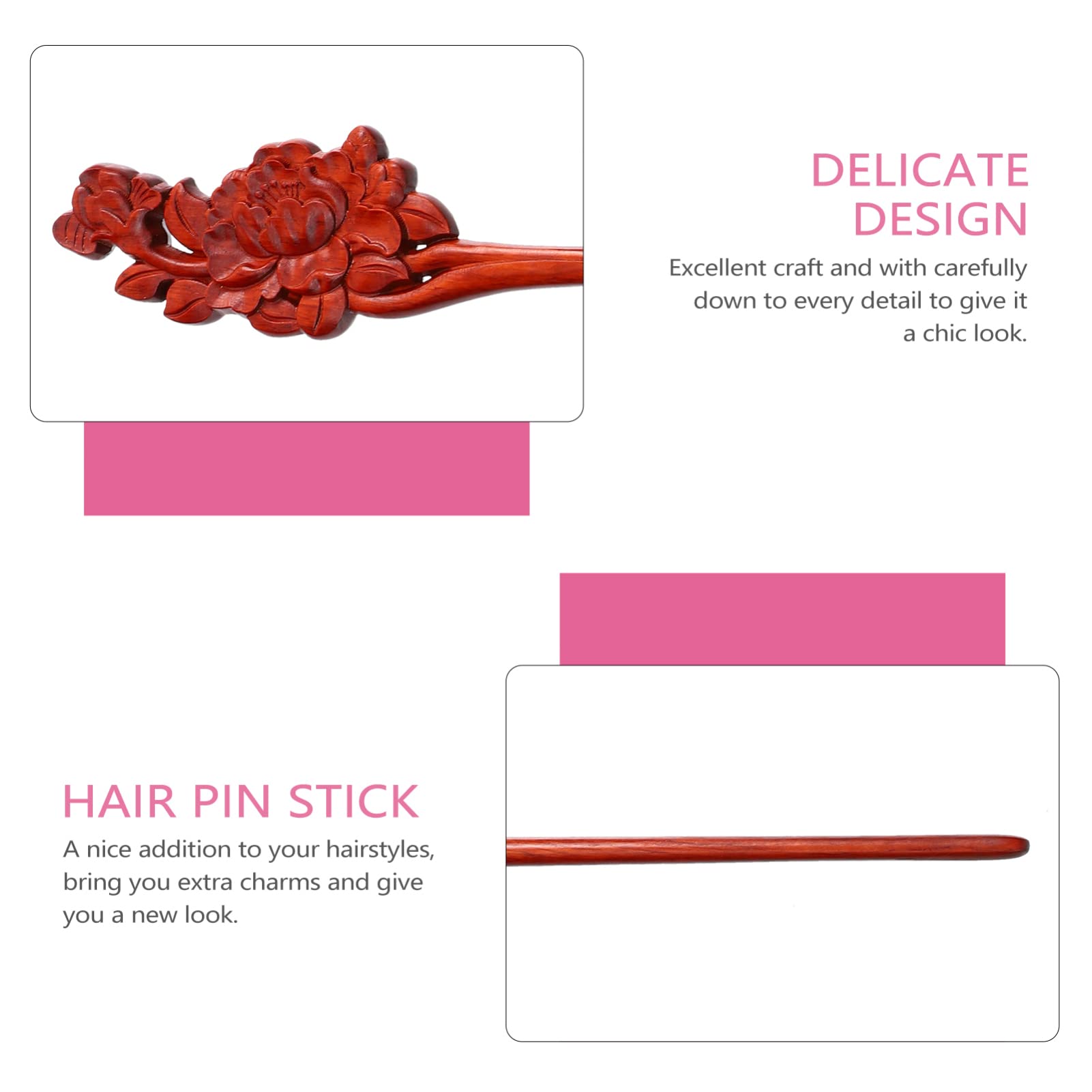 Sandalwood Hair Sticks for Women - Wooden Hair Chopsticks & Bun Holders - Elegant Hair Accessories for Updos, Buns & Braids - Perfect for Weddings, Parties & Everyday Styling