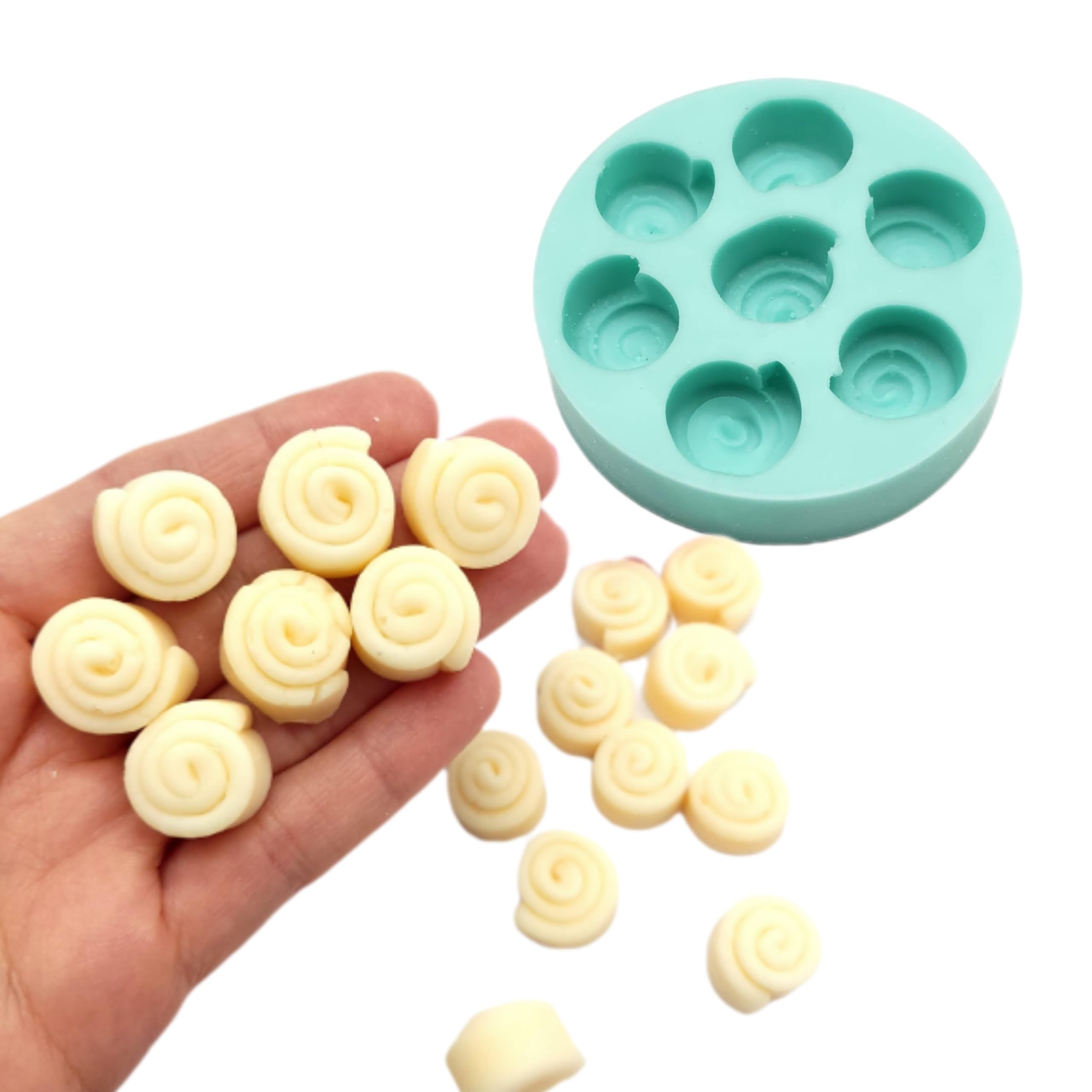 7-Cavity Mini Cinnamon Rolls Silicone Mold for Soap, Wax Melts & Candles - Perfect for DIY Baking, Candle Making & Home Decor Gifts
