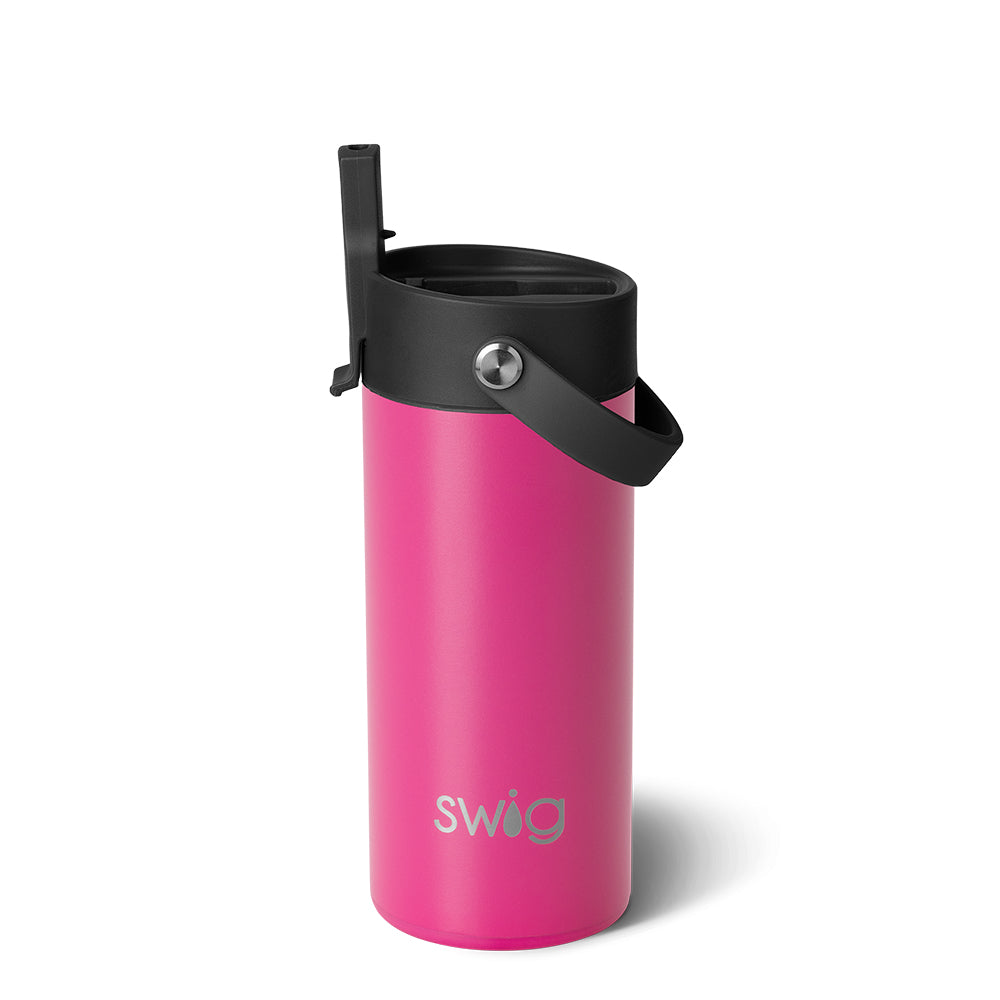 Hot Pink Flip + Sip Slim Tumbler 12oz - Insulated Stainless Steel Travel Mug for Coffee, Tea & Cold Drinks - Leakproof Lid, Perfect for Office, Gym & Outdoor Activities