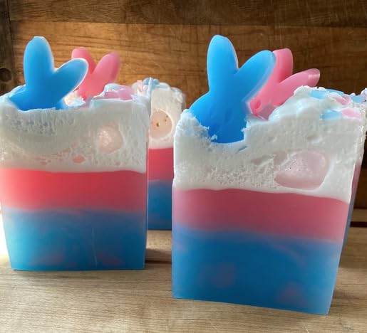 Easter Bunny Cotton Candy Fluffy Top Glycerin Soap Bar - Sweet Scented Handmade Soap for Easter Baskets, Gifts & Stocking Stuffers | Perfect for Spring Celebrations, Party Favors & Bathroom Decor