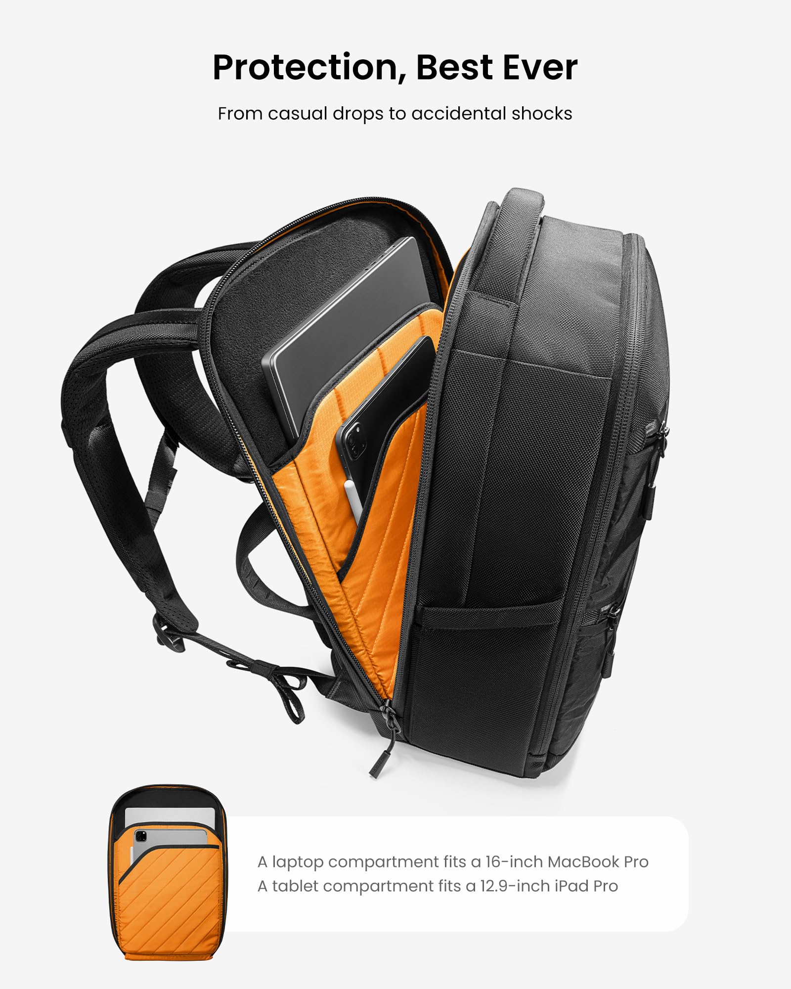 tomtoc X-Pac Techpack Business Laptop Backpack - Waterproof 16-inch MacBook Pro Case, Slim Professional Commuter Backpack for Men & Women (Black) - Perfect for Office, Travel & Urban Commuting