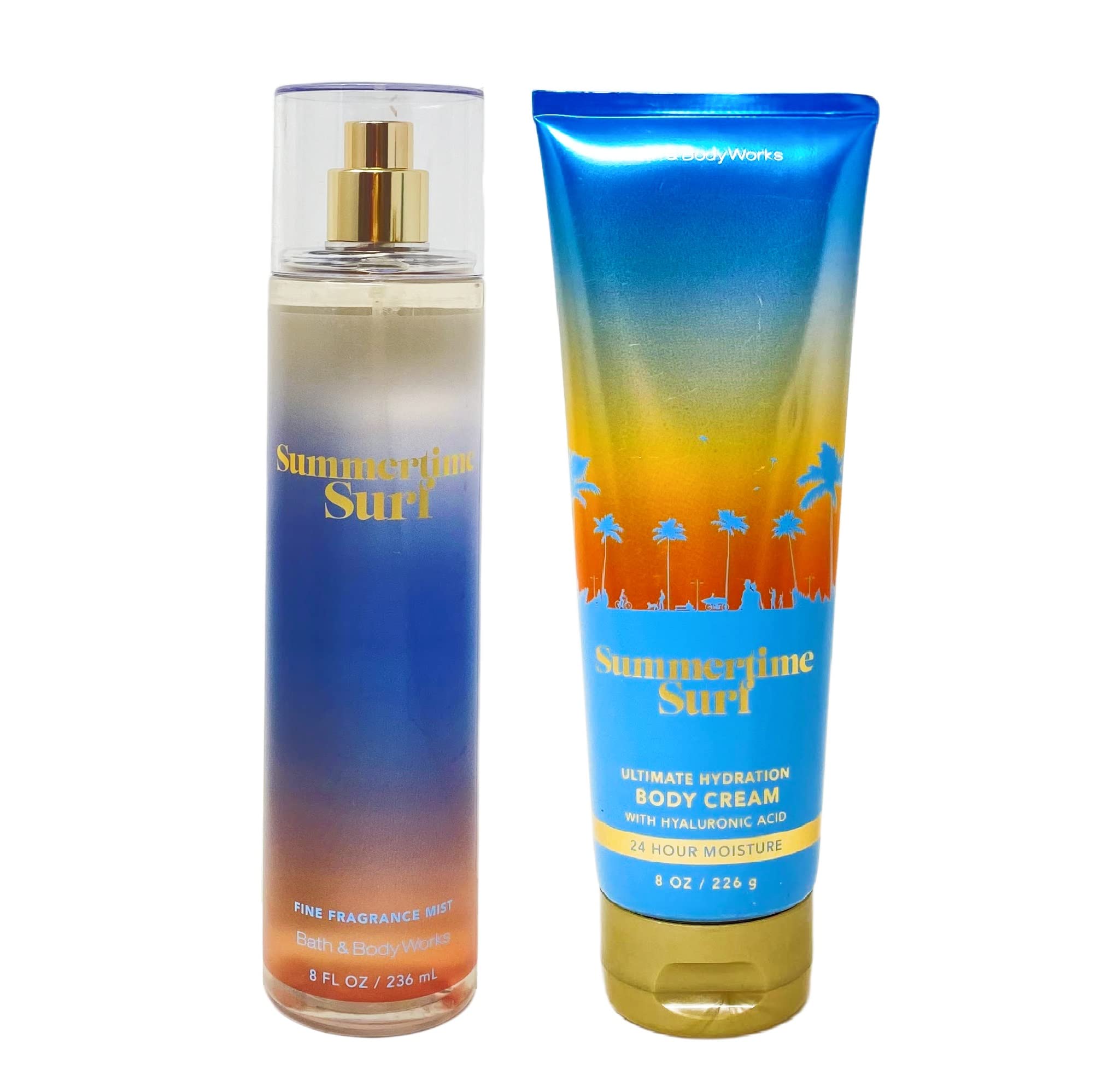 Bath & Body Works Summertime Surf 2-Piece Set - Fragrance Mist & Body Cream for Women | Summer Beach Vacation & Everyday Freshness