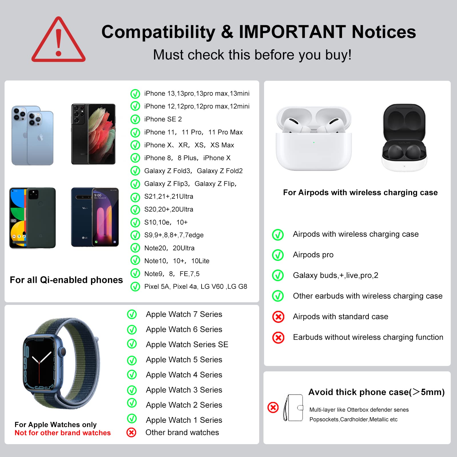 3-in-1 Wireless Charging Station for iPhone 16 Pro Max/15/14/13/12, Apple Watch Ultra 2/10/SE & AirPods Pro/3/2 - Fast Charging Stand with LED Display for Home, Office, Nightstand & Travel Use