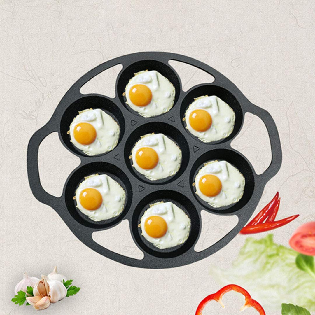 SOGA 32cm Cast Iron Takoyaki Pan - Japanese Octopus Balls Maker with 7 Hole Non-Stick Cavities - Perfect for Home Cooking, Party Snacks & Street Food Style Appetizers