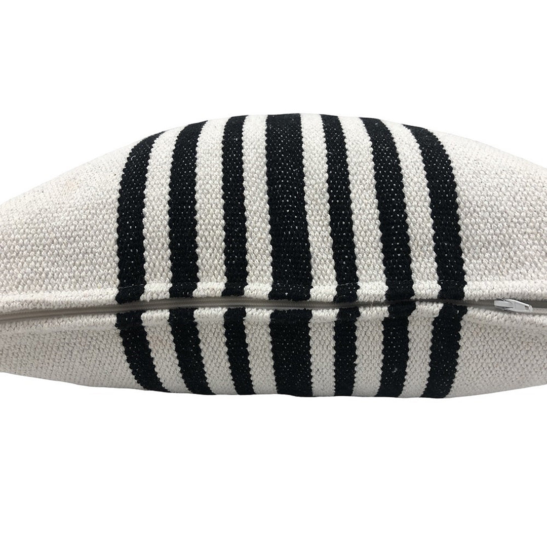 Black and White Striped Square Decorative Throw Pillow - Perfect for Sofa, Bed, and Living Room Decor