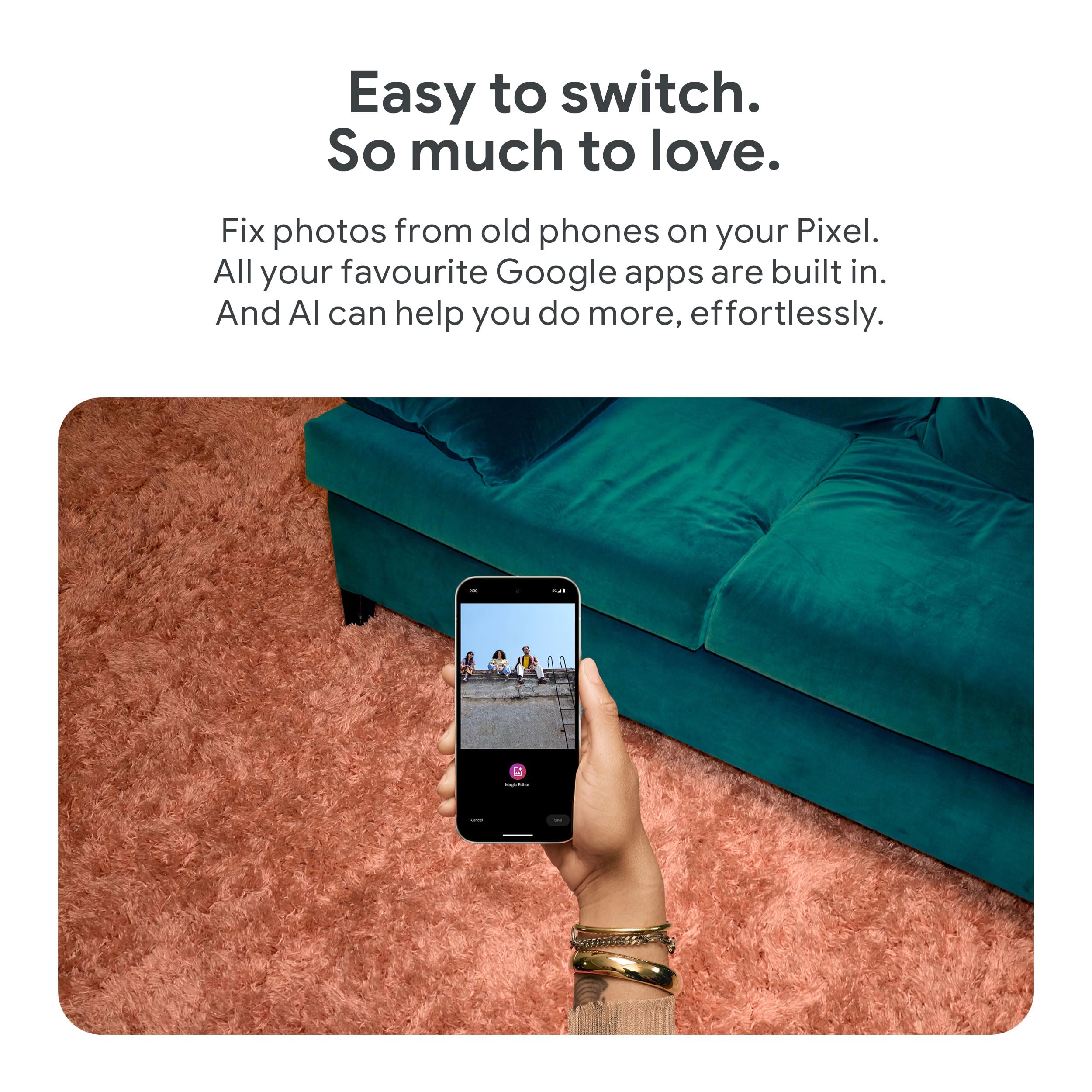 Google Pixel 9 256GB Unlocked Android Smartphone - Advanced Pixel Camera, 24+ Hour Battery, Fast Wireless Charging, Dual SIM, Powerful Security - Porcelain White | Perfect for Travel Photography & Business Professionals