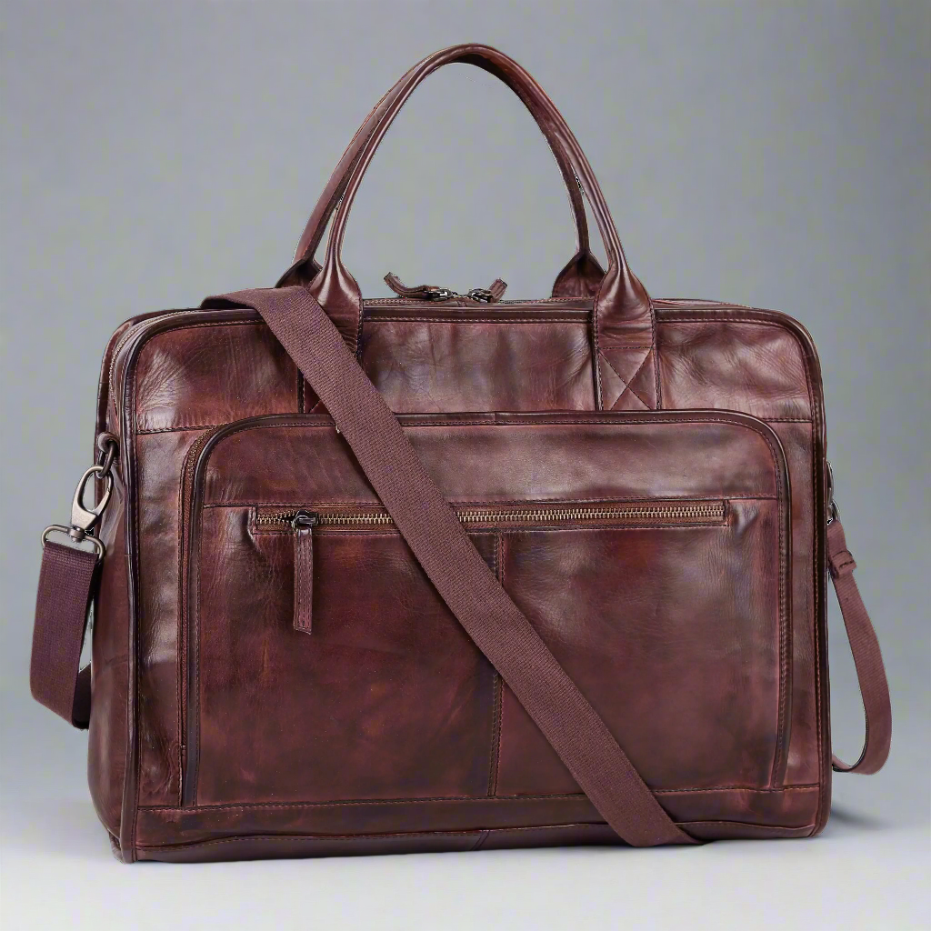 BOL Open Road Two Handle Messenger Laptop Leather Bag - Stylish & Durable Business Briefcase for Work, Travel & College - Perfect for Professionals & Students