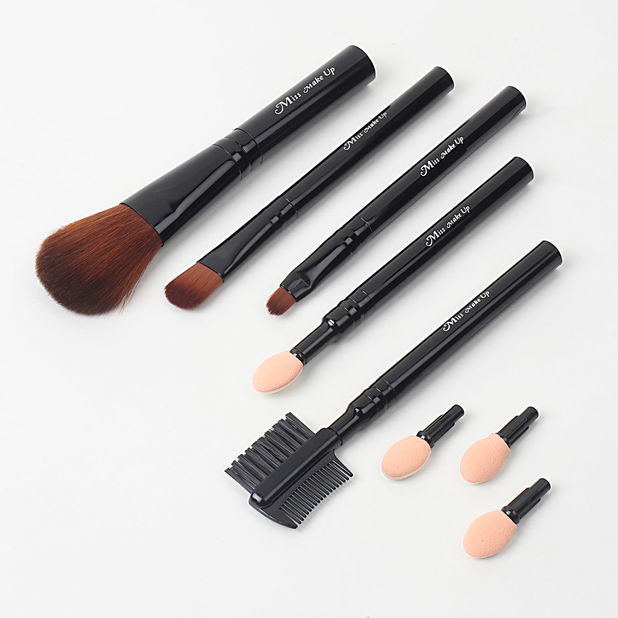 MINISO 5-Piece Makeup Brush Set with 3 Eyeshadow Applicators - Professional Cosmetic Brushes for Foundation, Blending & Eye Makeup | Perfect for Daily Makeup, Travel & Professional Use