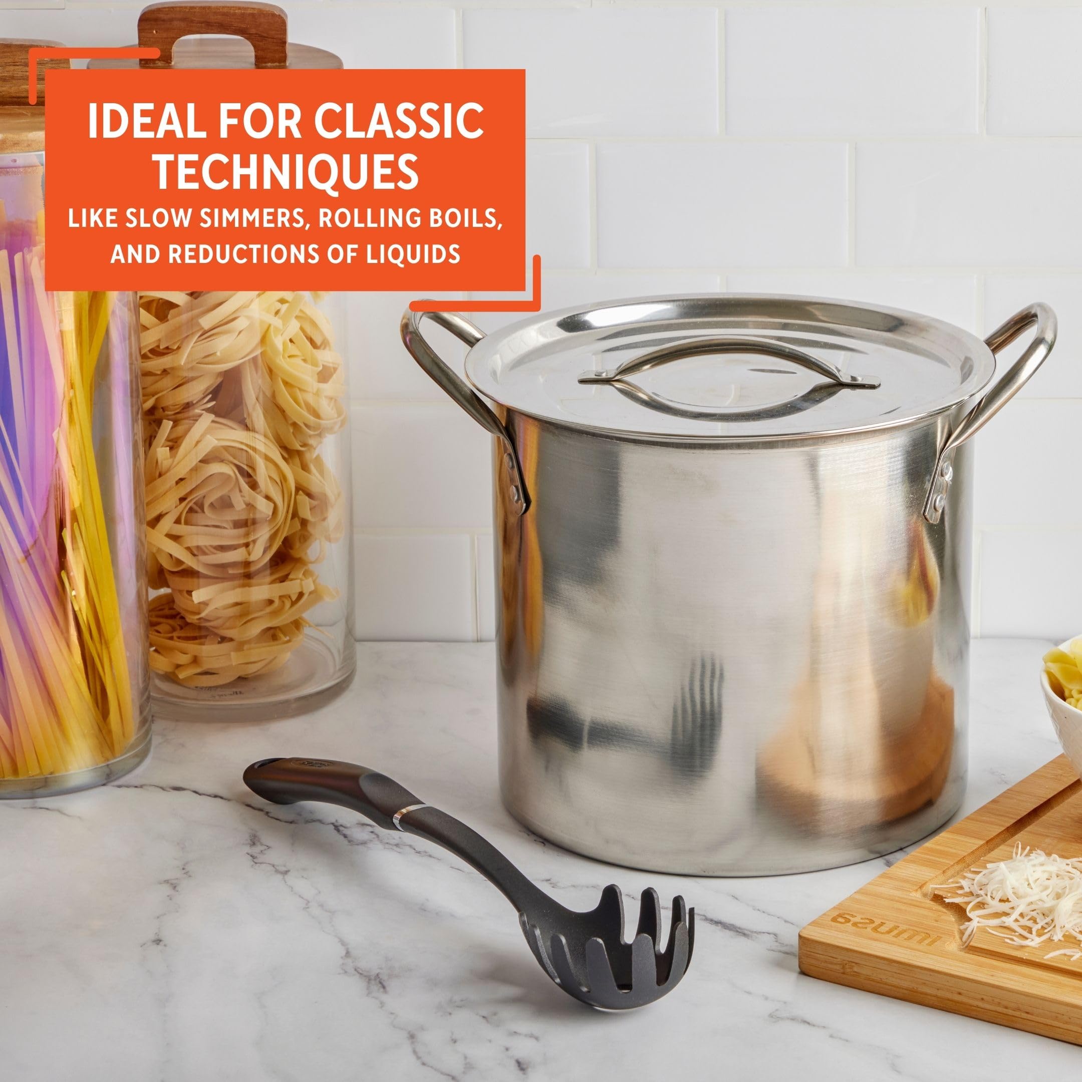 IMUSA USA 16-Quart Stainless Steel Stock Pot with Lid - Silver | Large Cooking Pot for Soups, Stews, Pasta & Canning | Commercial & Home Kitchen Use