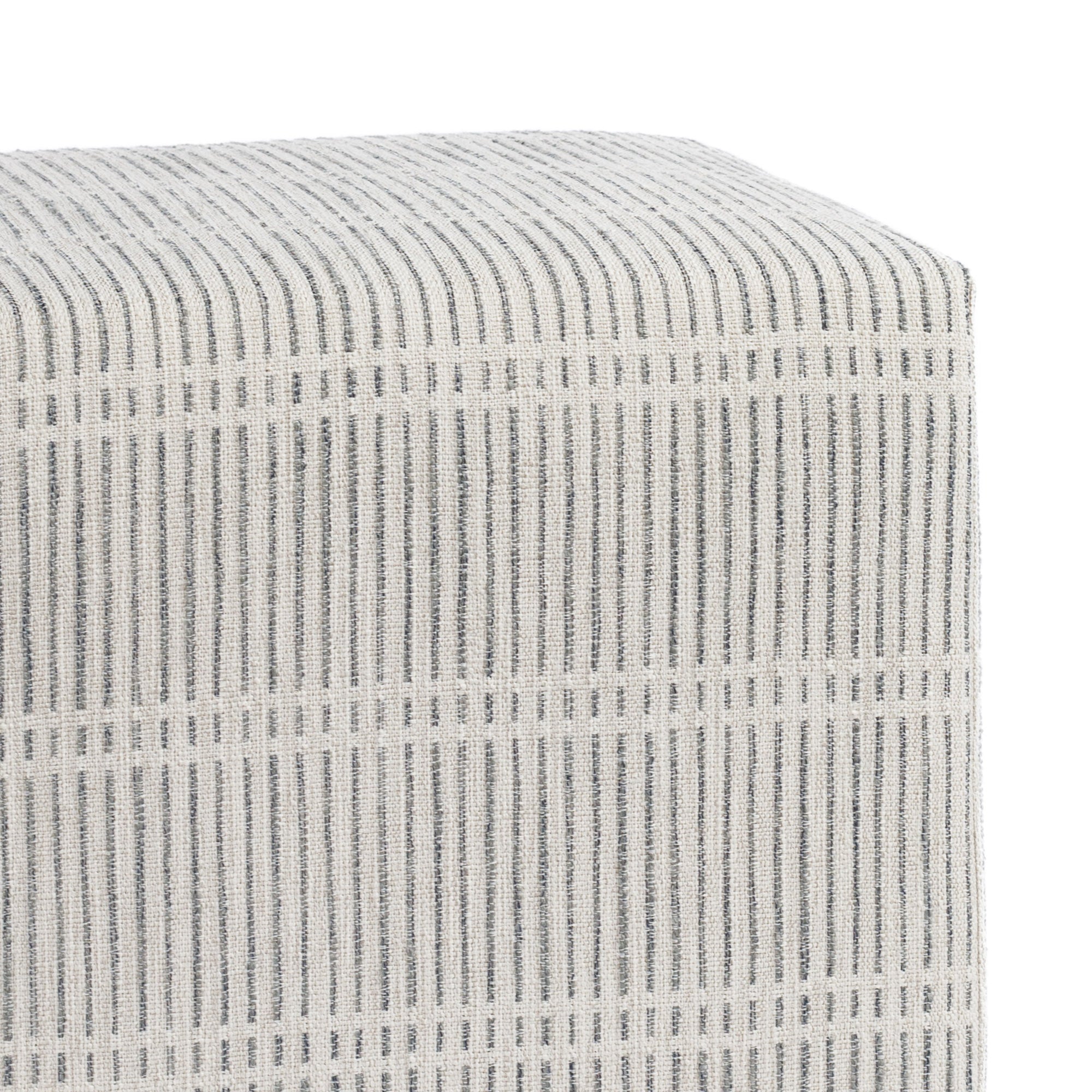 Carson Stripe 16x16 Cube Ottoman in Stone Blue - Modern Storage Ottoman for Living Room, Bedroom & Dorm - Perfect Footrest and Extra Seating