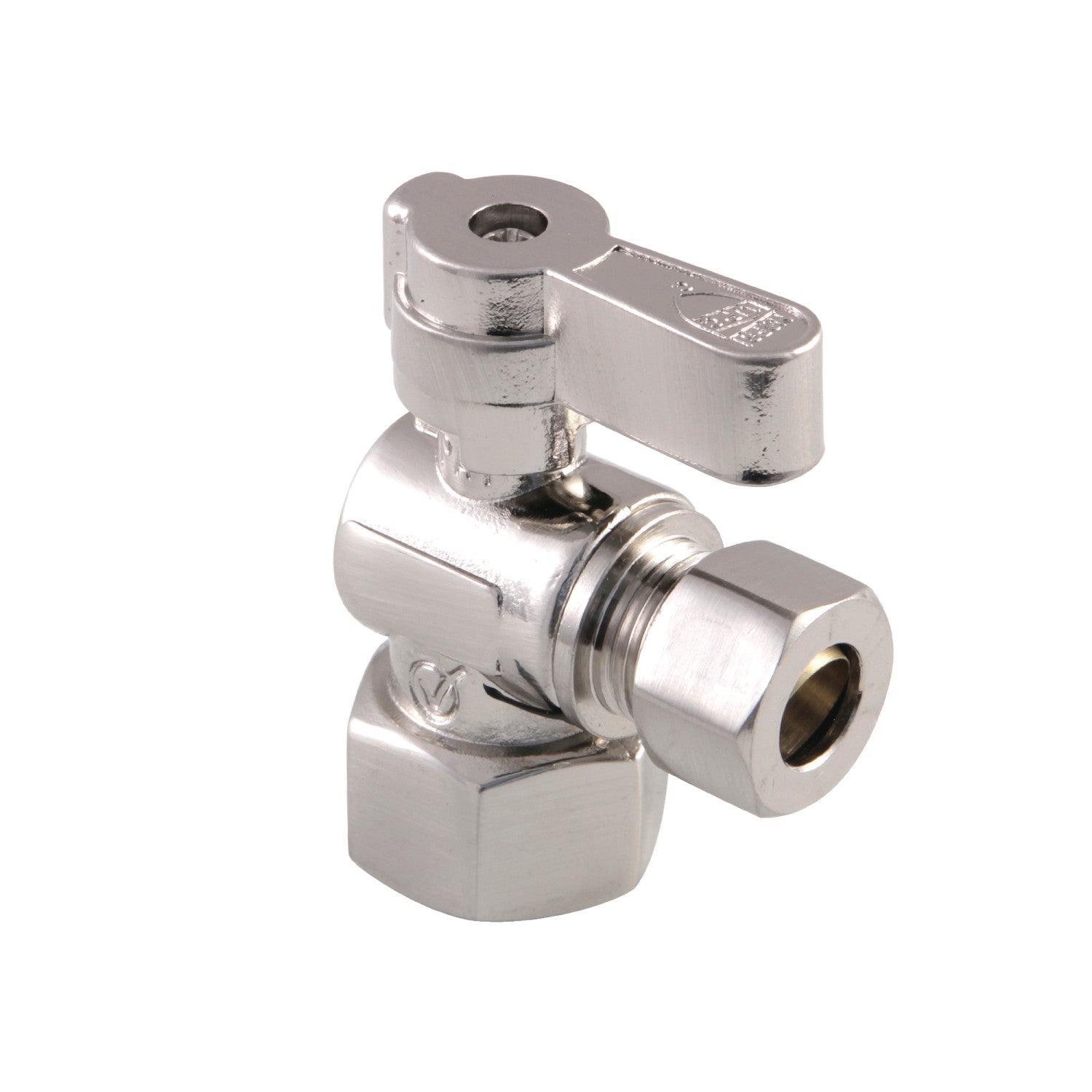 Baseline KF4310SN 1/2 Inch FIP x 3/8 Inch O.D. Quarter Turn Angle Shut Off Valve, Brushed Nickel - Perfect for Kitchen Sink, Bathroom Faucet, and Appliance Water Supply Connections