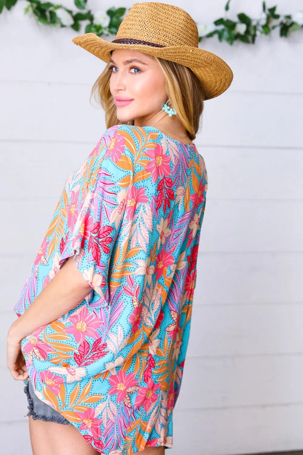 Stylish Multicolor Tropical Floral Print Woven Blouse for Women | Summer Vacation & Beach Party Outfit