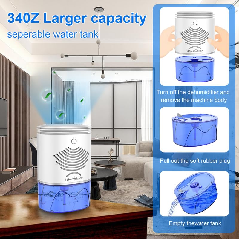 34 OZ Small Dehumidifier for Home - Auto Shut Off, Portable Mini Dehumidifier for Bedroom, Bathroom, Closet, Office, RV - Perfect for Moisture Control in Small Spaces