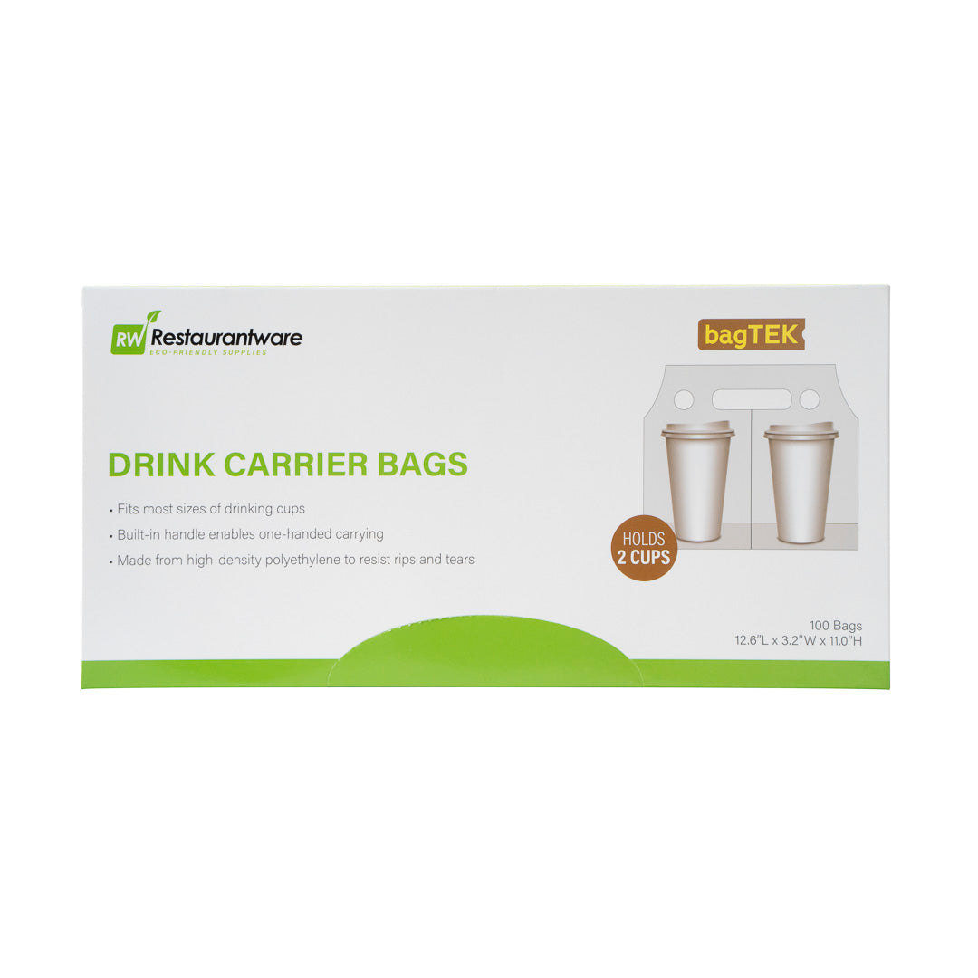 Clear Plastic Drink Carrier Bag - Holds 2 Cups (12.5