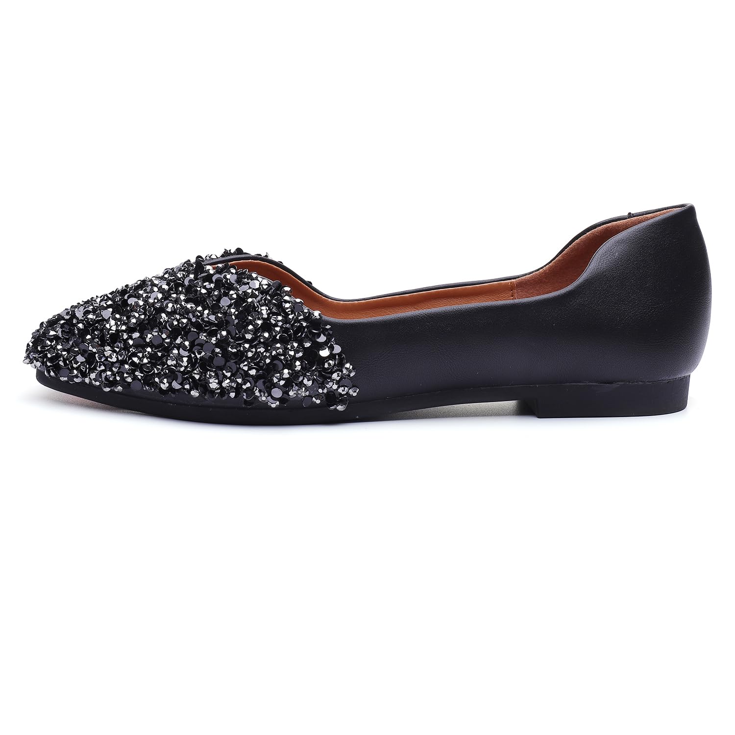 Women's Rhinestone Square Toe Ballet Flats - Comfortable Slip-On Low Heel Dress Shoes for Wedding, Party & Office Wear | Breathable & Lightweight Formal Shoes for Women