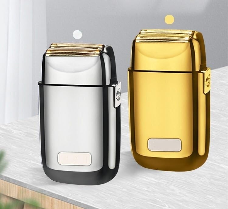 Premium Full Metal Electric Shaver for Men - Rechargeable Beard Trimmer & Bald Head Shaving Machine with Precision Fade Blades (Gold, Gift Box) - Perfect for Home, Travel & Barber Salon Use
