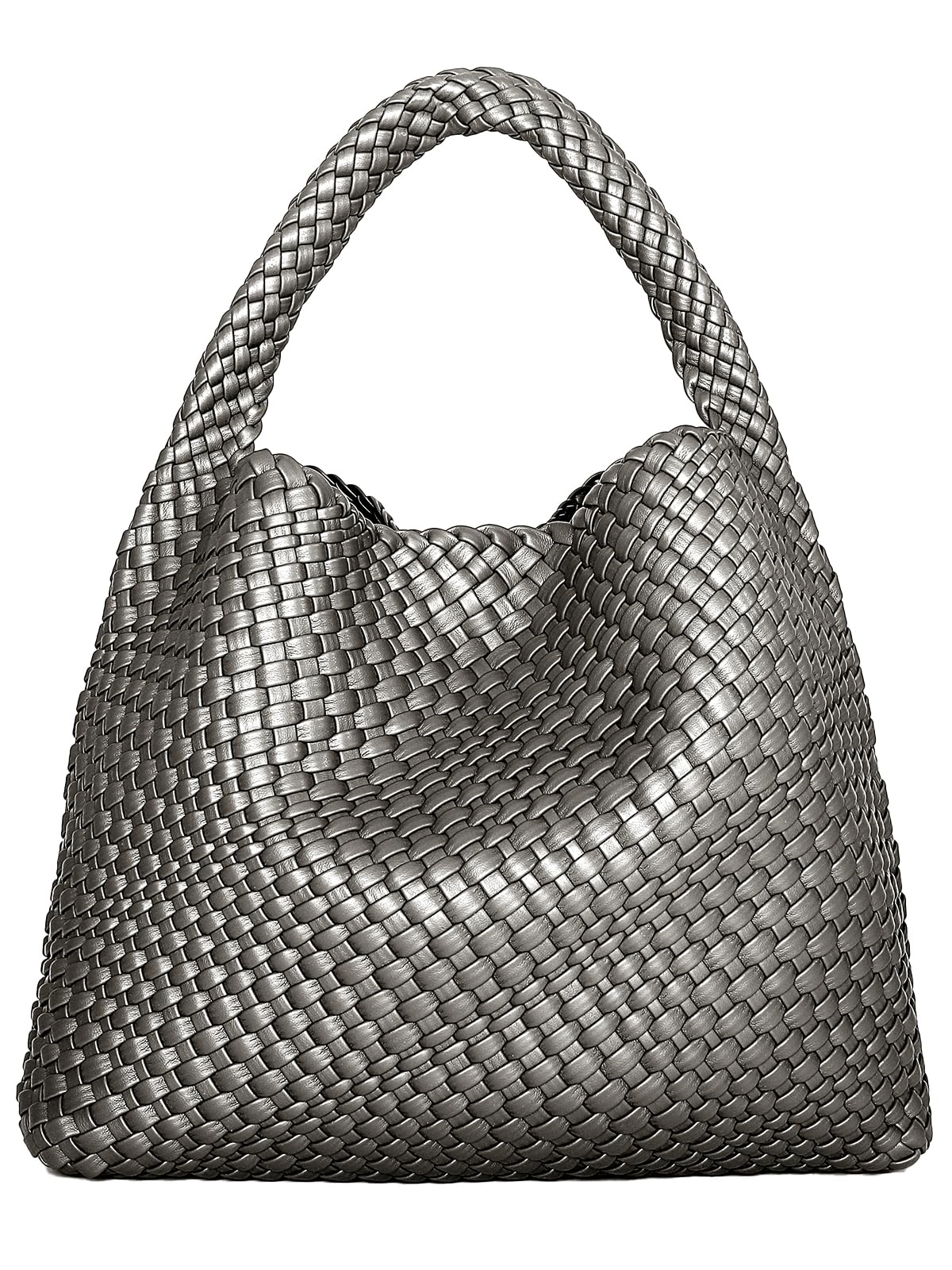 Women's Vegan Leather Woven Tote Bag - Large Summer Beach Travel Handbag for Shopping & Outings