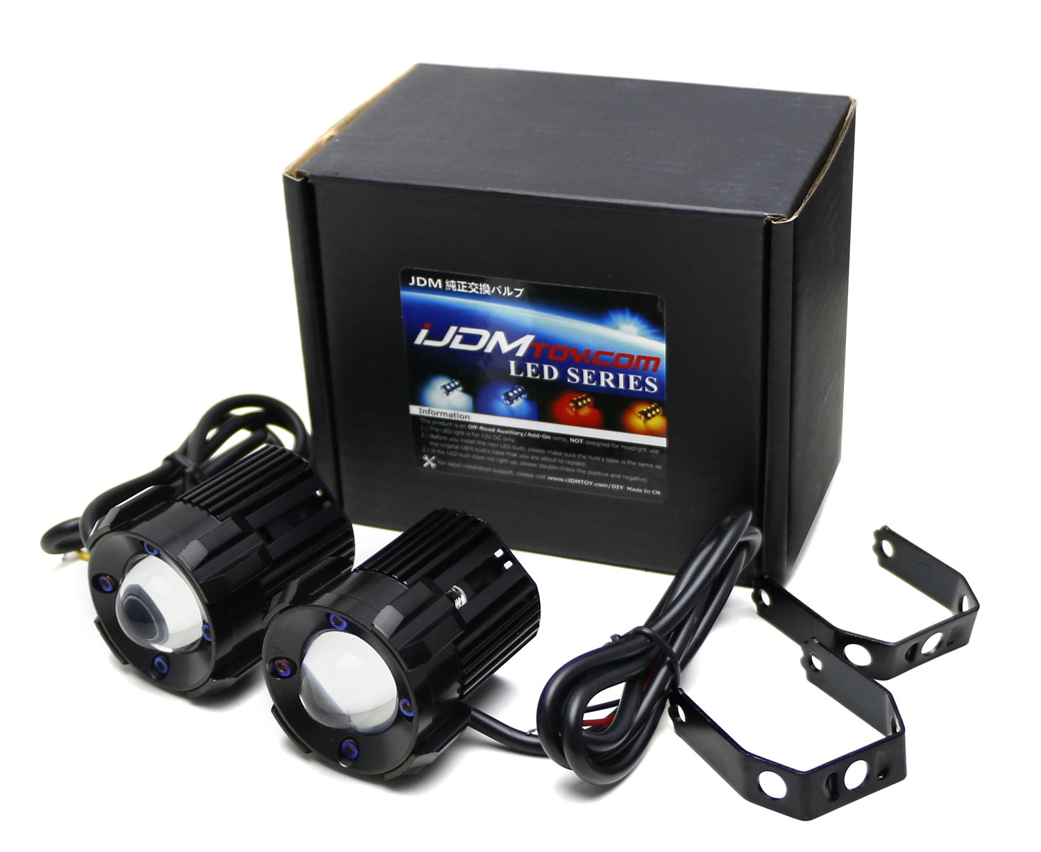 1 Inch White/Yellow Dual Color 20W Mini LED Projector Lens Driving Fog Light Kit - High Visibility for Off-Road, Truck & SUV in Rainy/Foggy Conditions
