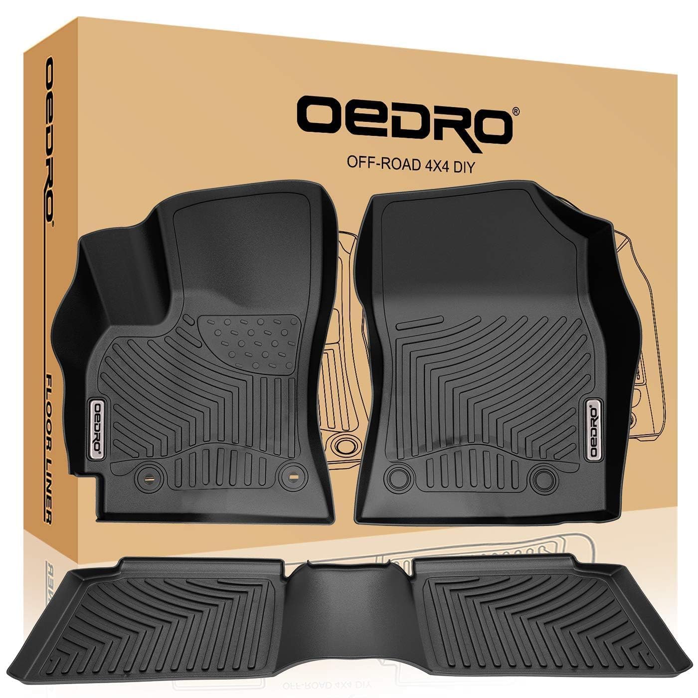 OEDRO Custom Fit All Weather Floor Mats for 2014-2019 Toyota Corolla Automatic Transmission - Front & Rear Seat Protection - Perfect for Daily Commute, Road Trips and Harsh Weather Conditions