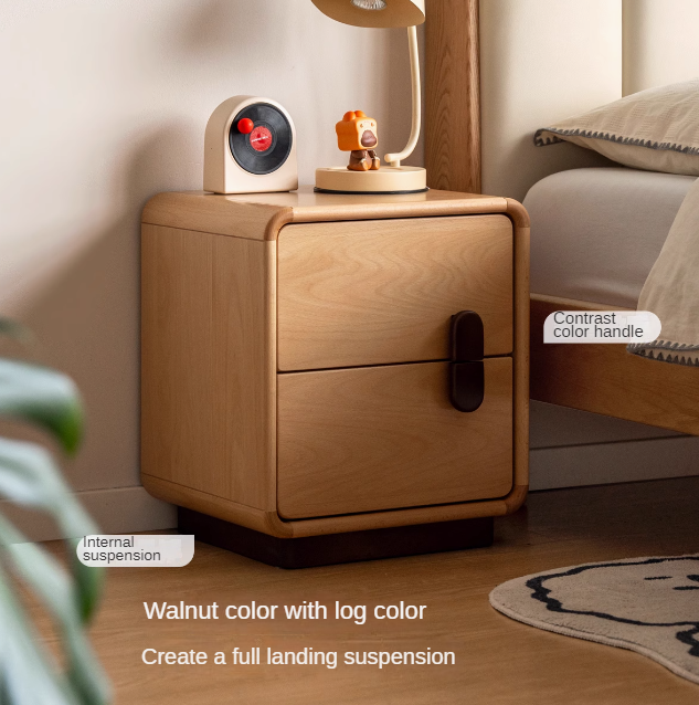 Solid Beech Wood Nightstand with Storage - Bedside Table for Bedroom, Living Room, or Office - Compact & Stylish Home Furniture