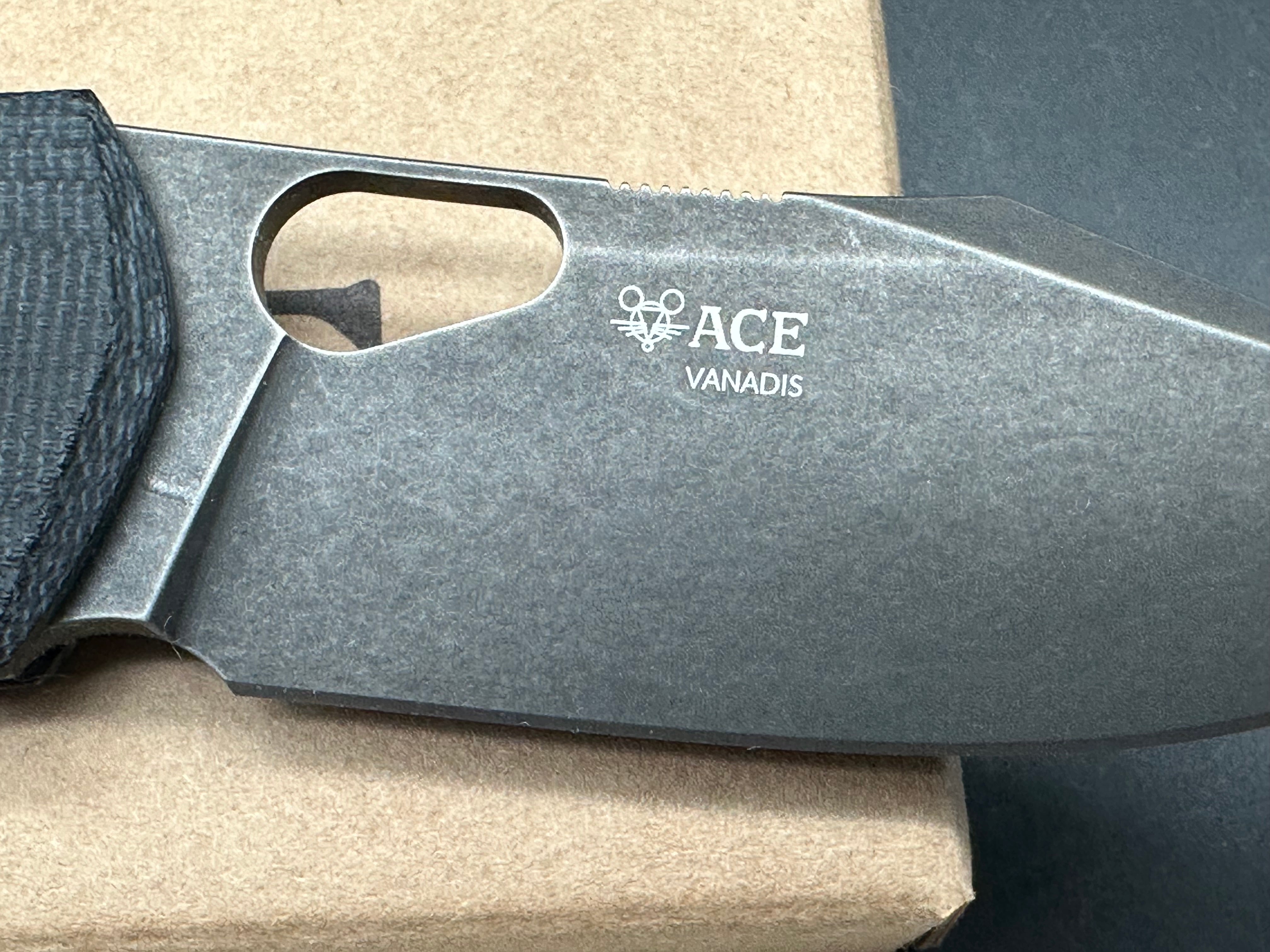 GiantMouse Ace Atelier Blackout #164/300 - Limited Edition Black Stonewashed PVD Vanadis 4E Blade & Black Canvas Micarta Handles - Premium EDC Folding Knife for Outdoor, Camping & Everyday Carry