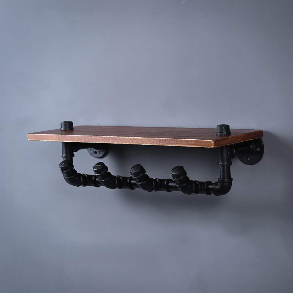 JHSHENGSHI Wall Mount Storage Shelf - Industrial Pipe Shelf with Retro Style, Multifunctional Iron Wall Shelf for Living Room, Bedroom, Kitchen & Garage Organization