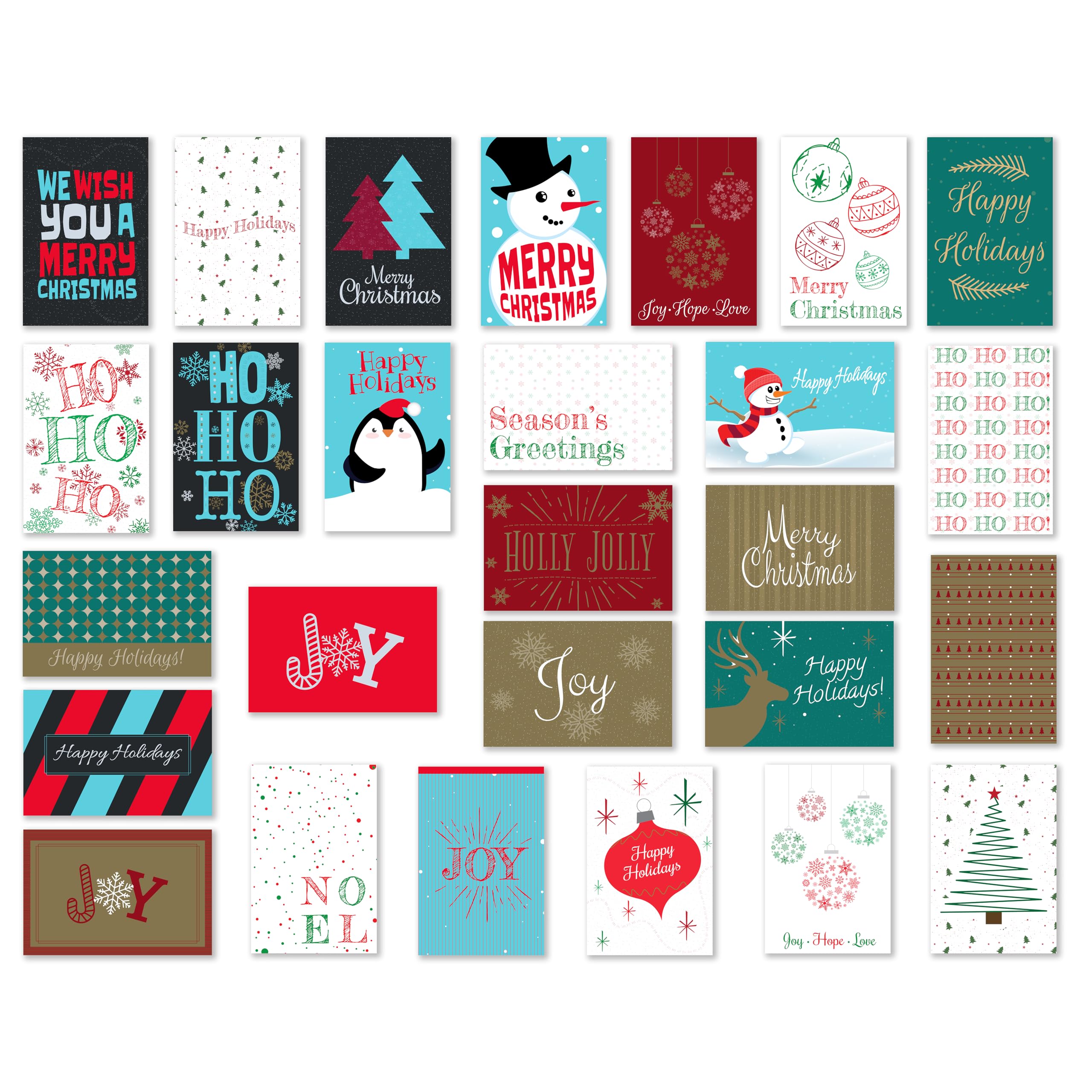 Bulk Kangaroo Christmas Cards Set - 108 Blank Holiday Greeting Cards with Assorted Designs & Red, Green, White Envelopes | Perfect for Office, School, Family Holiday Mailing & Gift Exchanges