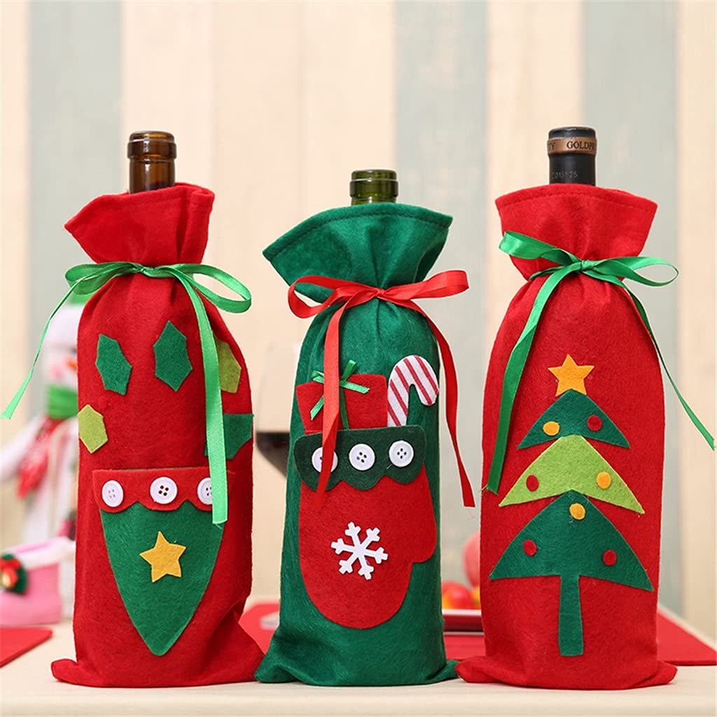 GFDFD Christmas Wine Bottle Covers - Santa Claus Champagne Bottle Bags for Holiday Decorations (Set of 6) | Perfect for Christmas Parties, Gift Wrapping & Festive Home Decor