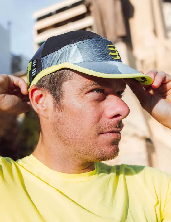Compressport Unisex Pro Racing Cap - Lightweight, Breathable Running Hat for Men & Women - Black, White, Safety Yellow - Ideal for Marathon, Cycling, Triathlon & Outdoor Sports