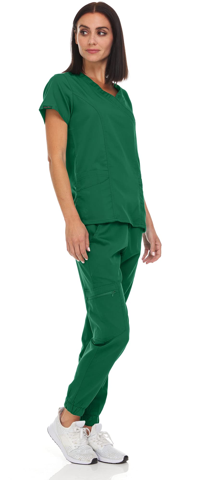 MediChic Women's Stretch V-Neck Jogger Scrubs Set - 12+ Colors | Comfortable Medical Uniform for Nurses & Healthcare Professionals
