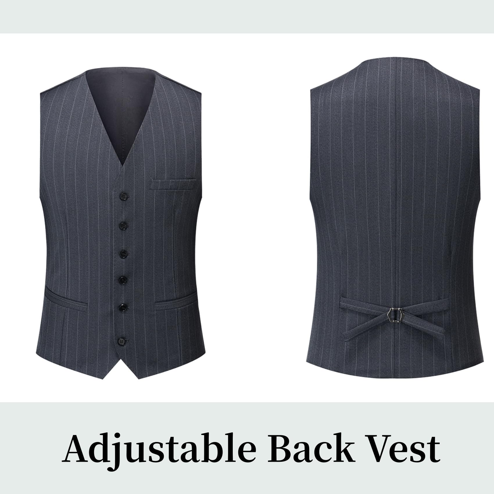 Men's Classic Stripe 3-Piece Business Suit Set - Elegant Two Button Tuxedo Jacket, Vest & Pants for Wedding, Prom & Formal Events | Premium 2025 Collection | Perfect for Business Meetings, Cocktail Parties & Special Occasions