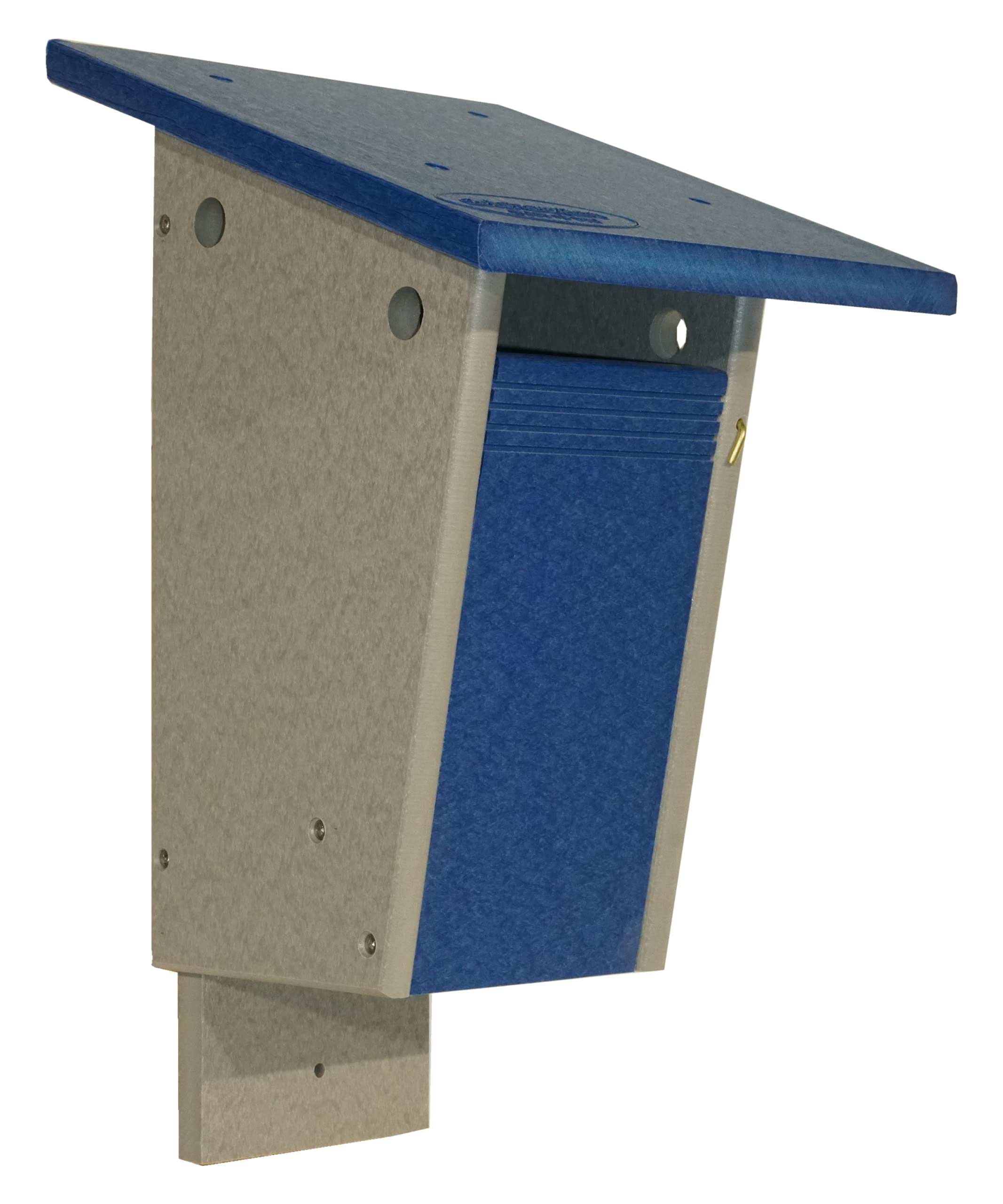 Bluebird Nest Box - Durable Plastic Poly Birdhouse for Outdoor Use | Post or Wall Mount | All-Weather Sparrow-Resistant Design | Handcrafted in USA (Blue & Light Gray) | Perfect for Backyard Birdwatching & Garden Decoration