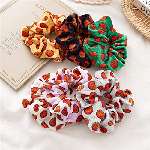 Basketball Hair Scrunchies for Women & Girls - Velvet Sport Hair Ties Accessories - Perfect for Basketball, Soccer & Volleyball Players - Great Sports Gift for Female Athletes