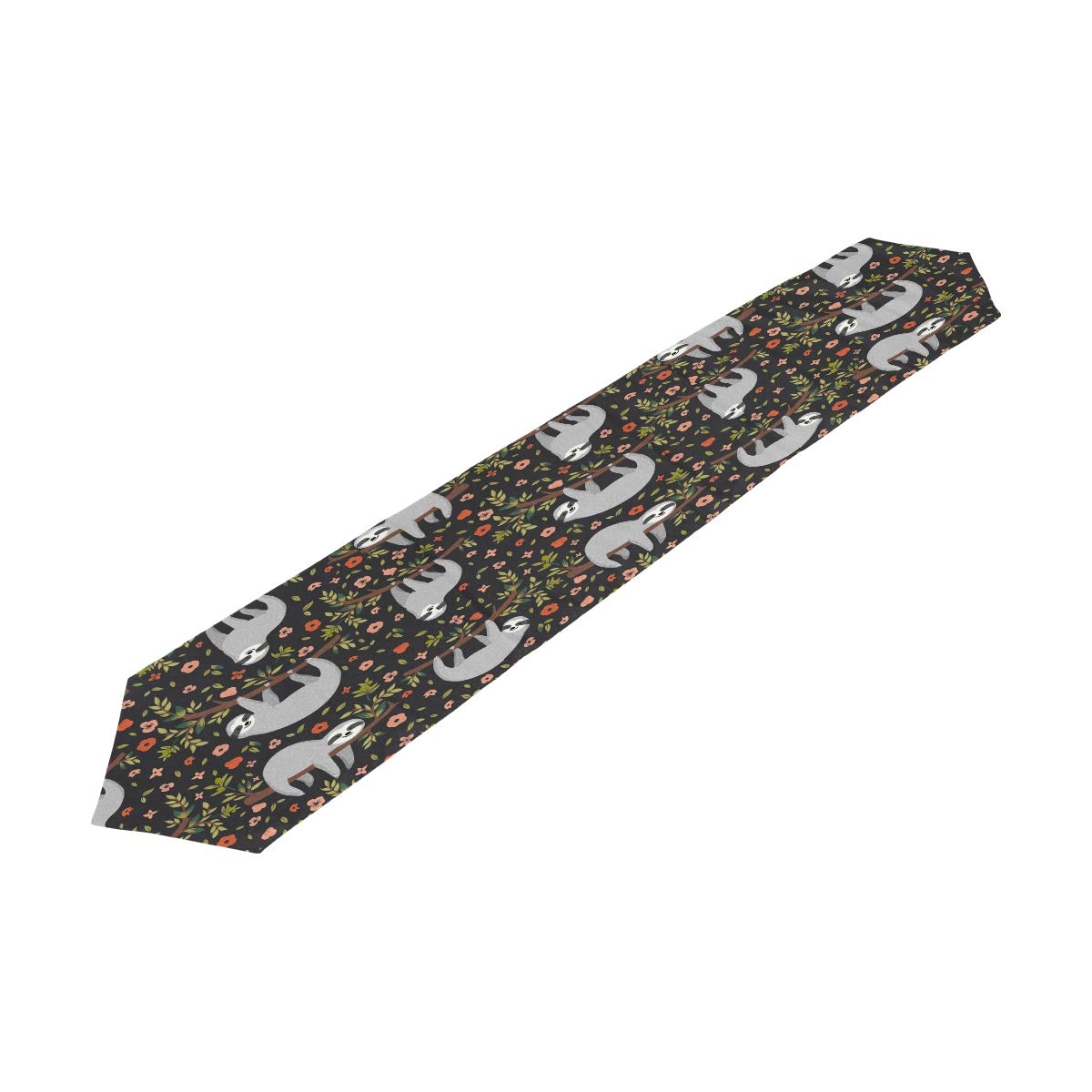 AUUXVA 13x90 Inches Long Table Runner - Cute Sloth & Floral Pattern Polyester Tablecloth for Dining Table, Kitchen, Coffee Table | Perfect for Home Decor, Parties, Banquets & Holiday Celebrations