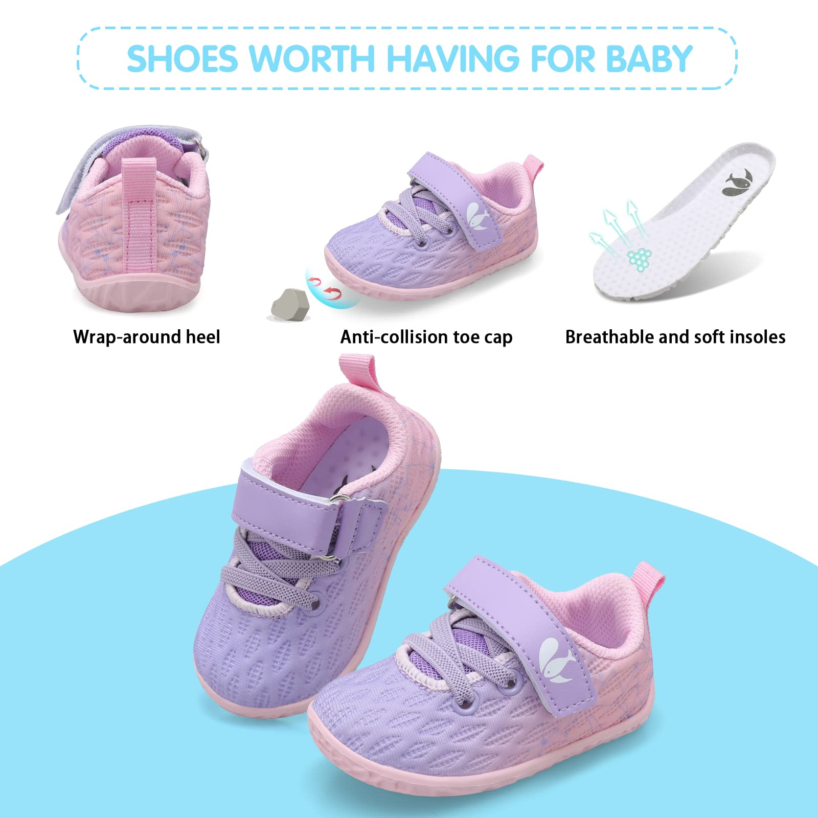 FEETCITY Baby Sneakers for Boys & Girls - First Walking Shoes for Infants, Newborn Crib Shoes, Non-Slip Toddler Shoes | Perfect for First Steps, Playtime & Everyday Wear