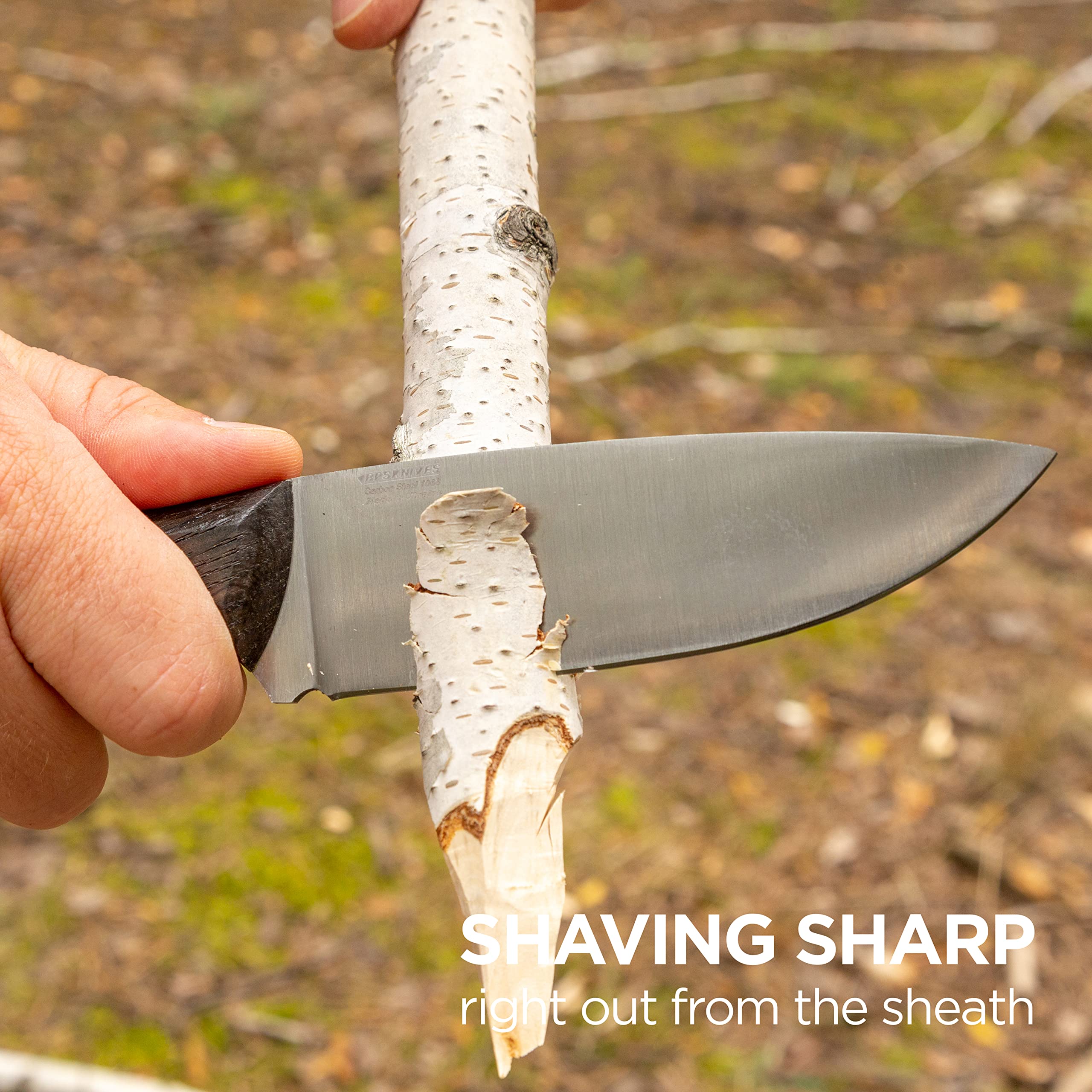 BPS Knives Savage - Full Tang Bushcraft Knife with Carbon Steel Blade & Leather Sheath - Outdoor Survival Tactical Knife for Camping, Hunting, Hiking - Durable Utility Knife for Wilderness Adventures