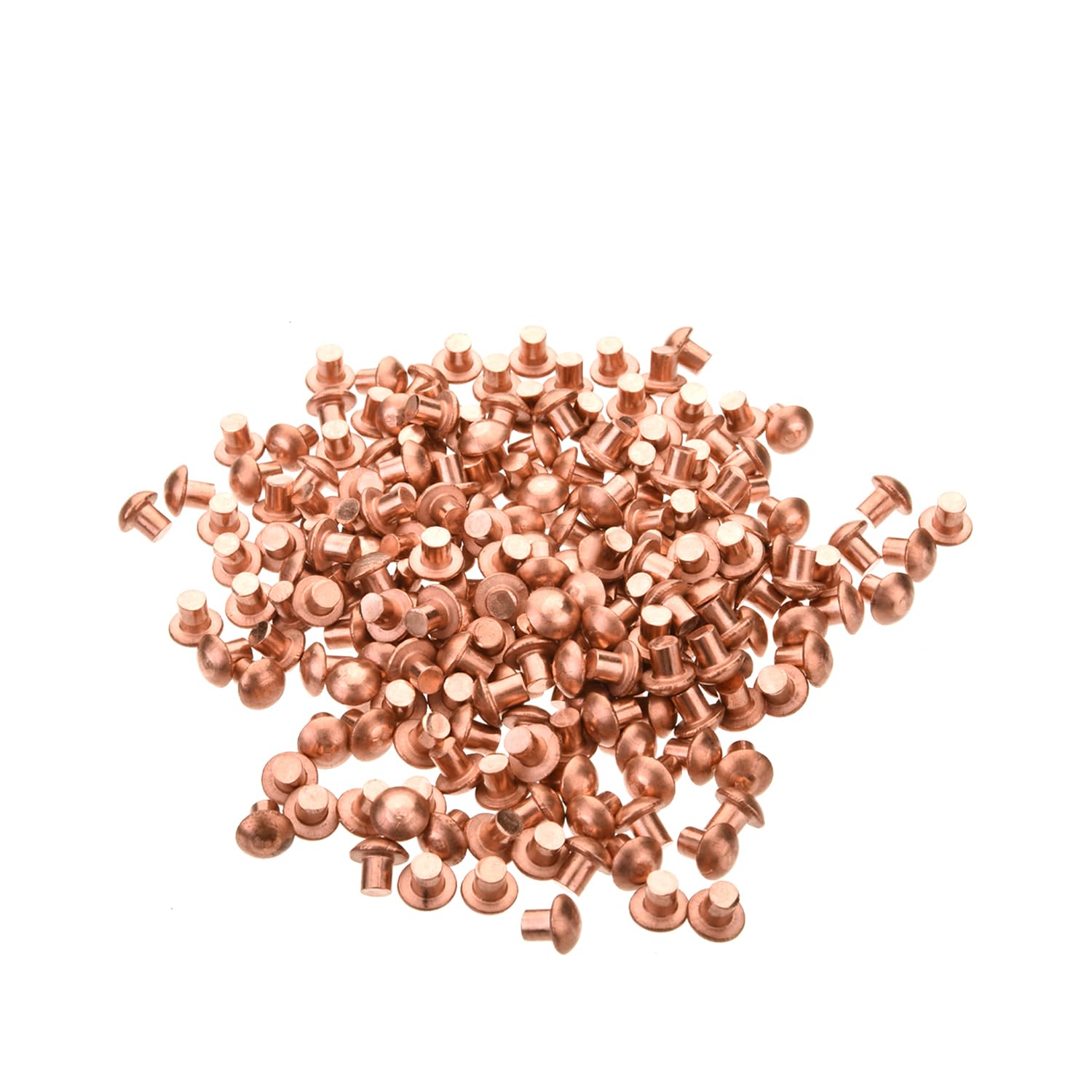 200Pcs Solid Copper Rivets Kit - 0.12in Dia x 0.12in Length Round Head M3 Fasteners for Electrical & DIY Projects - Durable Copper Finish for Jewelry Making, Leather Craft & Metal Fabrication