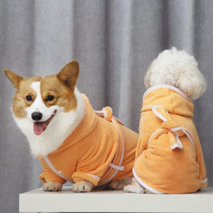 **Premium Dog Bathrobe - Hooded Absorbent Microfiber Pet Towel for Quick Drying & Warmth - Puppy, Small, Medium, Large Dogs & Cats - Orange XL - Perfect for Post-Bath, Grooming & Cozy Lounging**