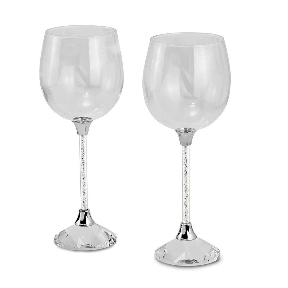 Premium Crystal-Infused Wine Glasses Set of 2 - Elegant Stemware for Women | Perfect for Romantic Dinners, Wedding Gifts & Special Occasions